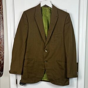 Stein Bloch, Harris & Frank brown suit coat jacket small. Bust 20”, length 29”.